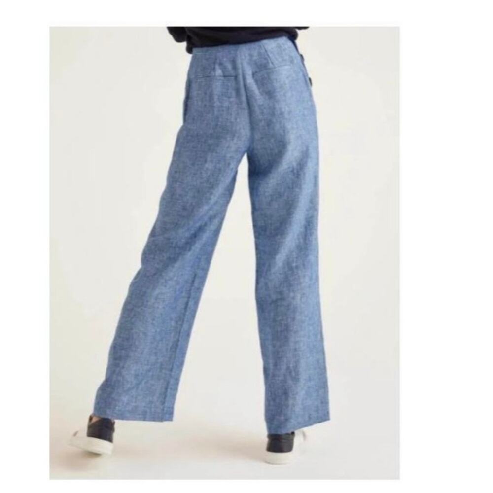 Boden Falmouth Linen Wide Leg Sailor Trousers Chambray - Picture 2 of 11